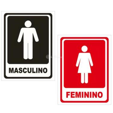 Imagem de Kit Placas Banheiro Masculino e Feminino 20x15cm em PVC com Adesivo Us