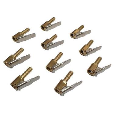 Imagem de Kit 10 Bicos Inflador Encher Pneus Com Presilha Trava 1 4 - BRAMAIS