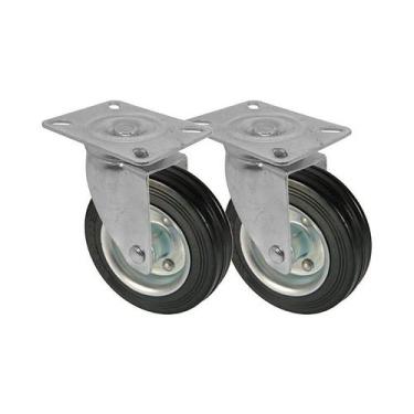 Imagem de Kit 2 un roda rodízio giratório borracha maciça 3 pol - AJAX
