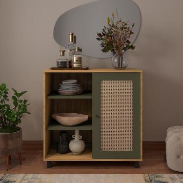 Imagem de Bancada Aparador 1 Porta Ibagué Carvalho Menta