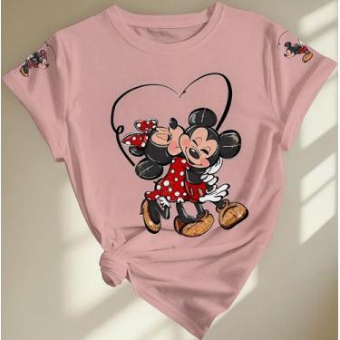 Imagem de Camiseta Feminina Estampa Mickey E Minnie Linha Premium - Lobo Sete, R
