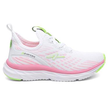 Imagem de Tênis Feminino Advanced Branco com Rosa Leve e Confortável para Caminh