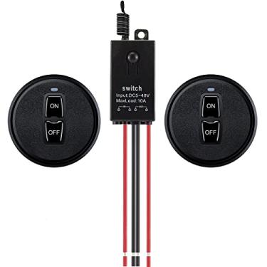 Imagem de Meskliu Mini interruptor de controle remoto, relé CC 12V/24V/48V/10A com longo alcance de 12 m, interruptor RF sem fio para motor, lâmpadas, luzes LED, ventiladores