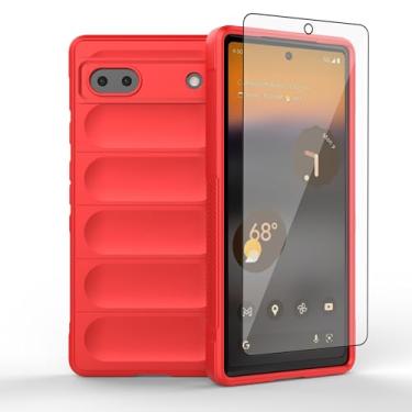 Imagem de Asuwish Capa de celular para Google Pixel 6A 5G 2022 com protetor de tela de vidro temperado e TPU macio, fina, à prova de choque, proteção de silicone, acessórios Pixel6A A6 para mulheres, homens,