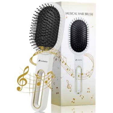Imagem de Combetter Escova de cabelo musical com canção - Escova de cerdas redondas desembaraçantes para cabelos grossos/encaracolados/finos molhados e secos - massagem no couro cabeludo e alívio do estresse