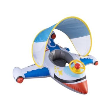 Imagem de Boia para Bebé | Boias Infláveis De Piscina Para Crianças,Brinquedo De Água Inflável Forma Avião Com Toldo Solar Para Crianças Dos 1 A 6 Anos Praia Lago Jardim