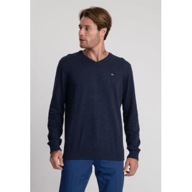 Imagem de Suéter Docthos Slim Gola V Fio Melange, 007 marinho, EG