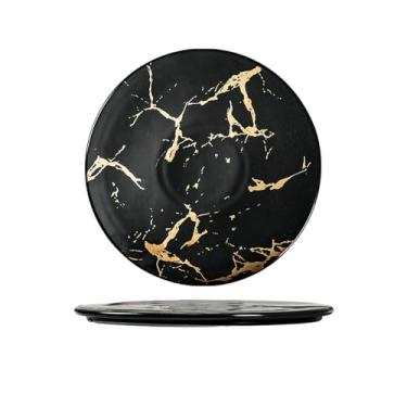 Imagem de Prato para bife com isolamento de mesa personalidade criativa mármore preto prato plano grande