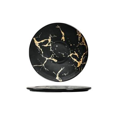 Imagem de Prato para bife com isolamento de mesa personalidade criativa mármore preto prato plano pequeno