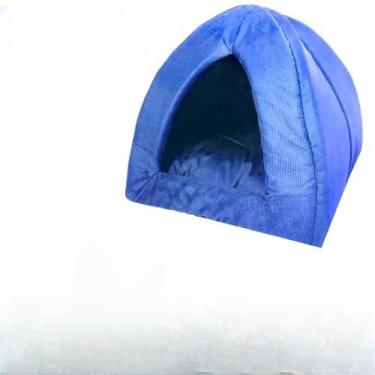 Imagem de Cama Caminha Toca Iglu Pet Cachorro Gato Conforto Qualidade M Luxo (Azul)