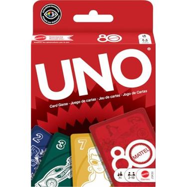 Imagem de UNO Jogo de Cartas Mattel 80 Aniversário para crianças a partir de 7 anos