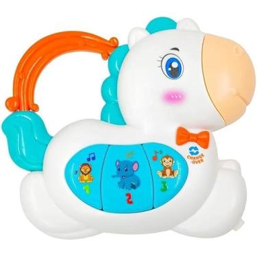 Imagem de Piano Musical Infantil Cavalinho, Teclado com 4 Teclas, 3 Sons Diferentes, Brinquedo Educativo para Bebês Com Certificaçõ INMETRO