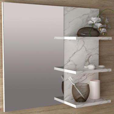 Imagem de Armário de Banheiro 3 Prateleiras Mármore Branco Bn3608 - Tecno Mobili