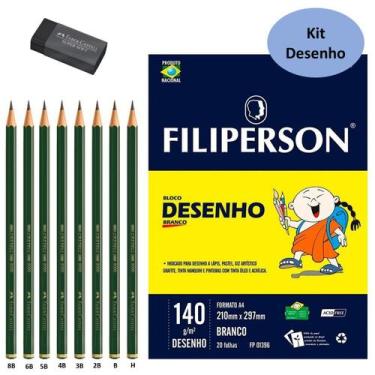 Imagem de Kit Profissional para Desenho 8 Lápis 9000 Faber Castell + Borracha So