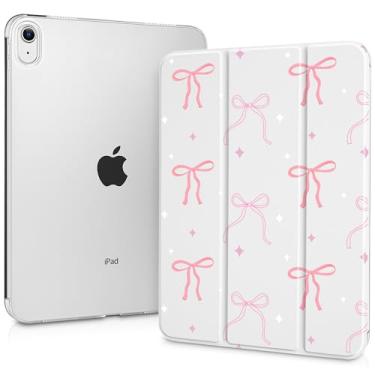 Imagem de Capa para iPad de 11 polegadas A16 2025 geração 11ª / iPad 11 polegadas 10ª geração 2022, suporte dobrável inteligente, capa traseira transparente translúcida para despertar/hibernar, capa fina, laços