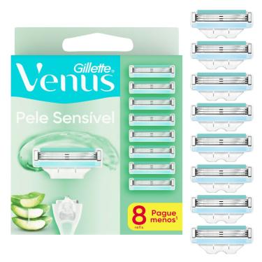 Imagem de Cargas para Aparelho de Depilar Gillette Venus Pele Sensível 8 Unidades