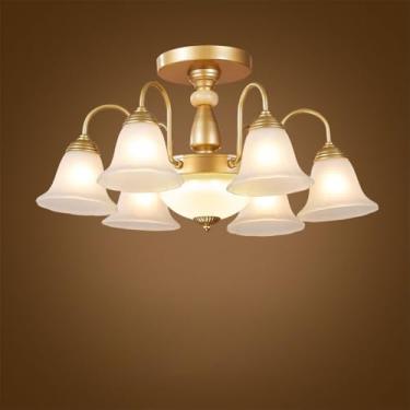 Imagem de Ustre E Lâmpada Pendente LED De Luxo: Estilo Retro Americano Com Toque Europeu, Ideal Para Sala De Estar, Restaurante, Quarto, Estudo, Villa, Hotel E Café (B D 6 Luzes)