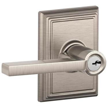 Imagem de Schlage f51alat619add schlage f51-lat-add latitude cilindro único alavanca de porta de entrada com chave com acabamento em addison decorativo