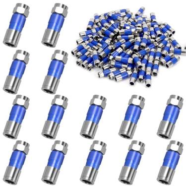 Imagem de Compressão para Cabo Coaxial RG-6, Conectores de Compressão de Cabo Coaxial RG6, Conectores Tipo F Premium para Coaxial RG-6 de TV A Cabo À Prova de Intempéries
