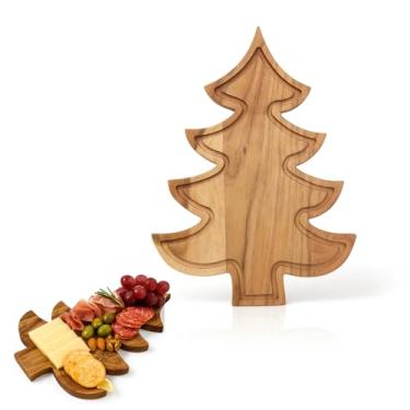 Imagem de Aurah Tábua de corte de madeira de acácia para preparação e servir refeições na cozinha - bloco de açougueiro de madeira, carne, pizza, legumes, tábua de cortar frutas e queijo - 34 x 24 cm