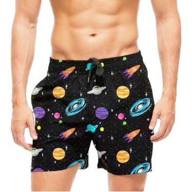 Imagem de Short Praia Shorts Banho Mauricinho Espaço Planetas 118 - smoke, Preto