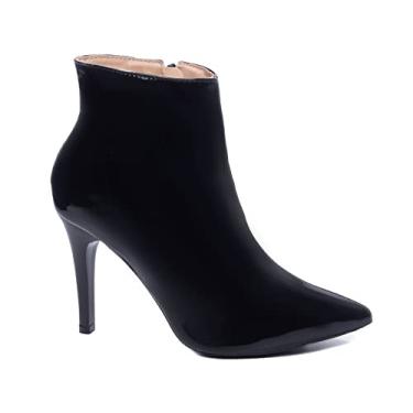 Imagem de Bota Feminina Preta Verniz Bico Fino Salto Alto Torricella Tamanho:36;Cor:Preto;Gênero:Feminino