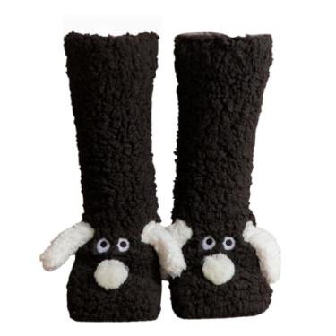 Imagem de UIVXXUD Meias aconchegantes de lã coral grossa antiderrapante para mulheres de 5 a 10 anos – Meias térmicas fofas de pelúcia felpudas e quentes para o inverno, conforto no chão interno, laváveis na