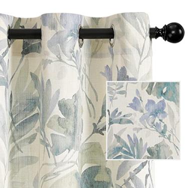Imagem de MYSKY HOME Cortinas divisórias florais de 203 cm de comprimento para quarto, pátio, porta deslizante, filtragem de luz, cortinas de privacidade para janela ampla, sala de estar, 2 peças, sálvia e