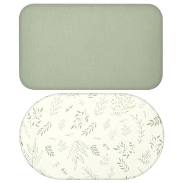 Imagem de Lençol de berço de algodão lavável à máquina, 2 peças, lençol com elástico para meninos e meninas, respirável e confortável, com borda elástica para casa e quarto (verde)
