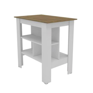 Imagem de Bancada Mesa de Cozinha 90x90cm América Branco/Mel