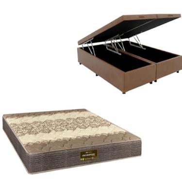 Imagem de Cama Box Baú Bipartida Blindada com Colchão de Espuma Orthopedic (CORINO MARROM, Casal Bipartido)