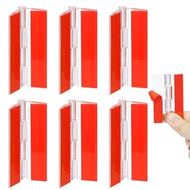 Imagem de 6 dobradiças autoadesivas de plástico transparente de 65 x 40 mm pequenas dobradiças acrílicas para artesanato dobradiça de tampa de aquário dobradiça dobrável transparente para armário de vidro