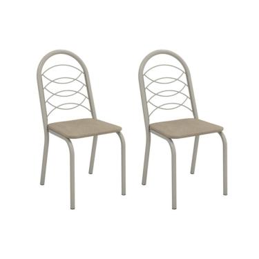 Imagem de Kit 2 Cadeiras De Cozinha Holanda 2c009nk Aço 2 Un Niquel-linho Bege Fendi - Kappesberg