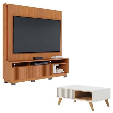 Imagem de Estante Home Theater Jordão Com Pés Freijó E Mesa De Centro Jeri Off White Freijó - Col...