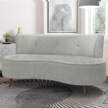 Imagem de Sofá Living 2 Lugares 135cm Aang Pés Palito Linho Cinza G33 - Gran Belo