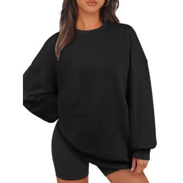 Imagem de Moletom MEROKEETY Oversized para mulheres 2024, preto de outono