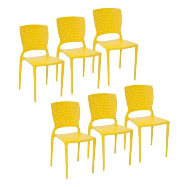Imagem de Conjunto 6 Cadeiras Safira em Polipropileno e Fibra de Vidro Amarela Tramontina