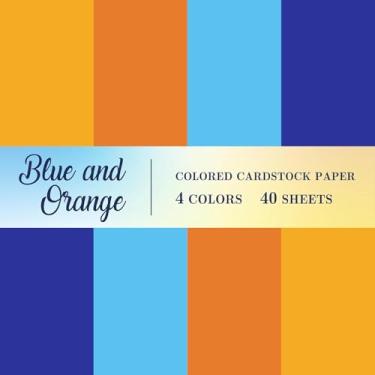 Imagem de AnyDesign 40 folhas 21 x 28 cm cartolina azul e laranja cartões de papel grosso colorido scrapbook para tema de cachorro, festa de aniversário, 29,5 kg