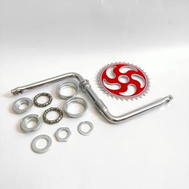 Imagem de Kit de manivela de pedal de 5 cm de largura, manivela de peça única para bicicleta motorizada a gás de motor de 4 tempos (vermelho, 36T)