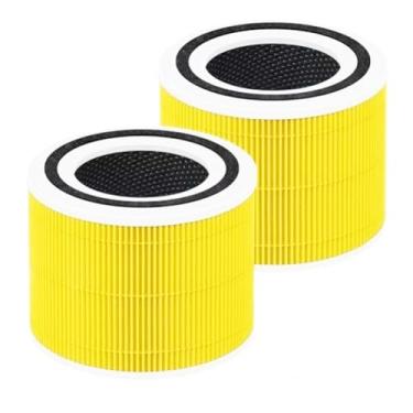 Imagem de JISIZKY Filtro de ar de substituição adequado para purificador de ar LEVOIT Core 300 Core300S-RF, filtro de carvão ativado 3 em 1 True HEPA H13 (pacote com 2, amarelo)