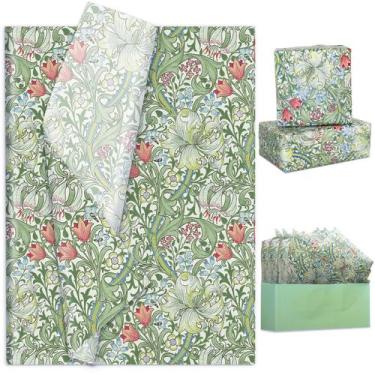 Imagem de Papel de seda Jarthena AMCS Vintage Floral Green 35x50cm 100 folhas - 