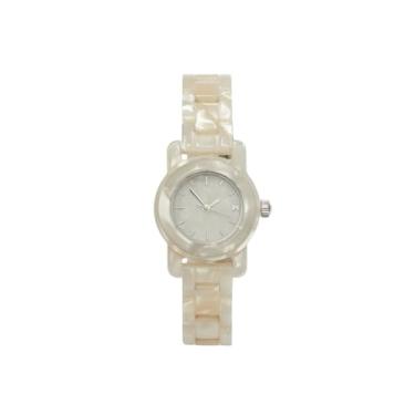 Imagem de MACHETE Mono Watch Mini – Relógio de pulso feminino analógico pequeno, movimento suíço de 29,3 mm, acetato italiano, ferragens de aço inoxidável, resistente à água até 50 m, Concha branca