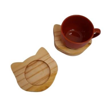 Imagem de Porta Xícara Gatinho Pires Gato Mesa Posta Decoração + suporte