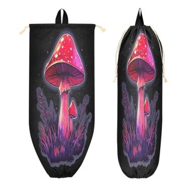 Imagem de xigua Suporte de parede para saco de plástico Magic Mushroom com cordão, 1 pacote, reutilizável para decoração organizadora de sacolas de compras, meias, roupas íntimas e gravatas