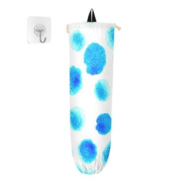 Imagem de xigua Suporte de parede para bolsa de plástico com pontos em aquarela com cordão, pacote com 2, organizador de sacolas de compras reutilizáveis para bolsas, meias, roupas íntimas e gravatas