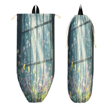 Imagem de xigua Suporte de parede para saco plástico de flores com cordão 1 pacote, organizador de sacolas de supermercado reutilizável para bolsas, meias, roupas íntimas e gravatas