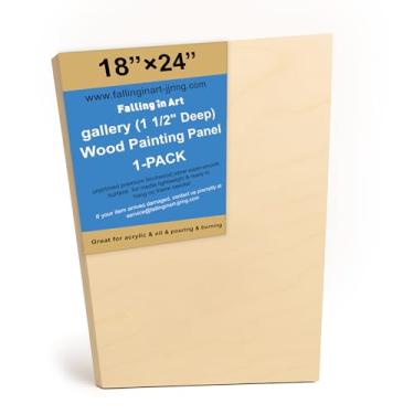 Imagem de Falling in Art 1 pacote com painéis de tela de madeira trapézio inacabados, painéis de madeira de bétula para galeria de 45,7 x 61 cm, quadros de berço de arte profunda para pintura acrílica