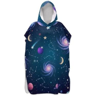 Imagem de Joisal Poncho de surf para adultos trocador com capuz toalha de natação bonito absorvente céu noturno constelações unissex poncho adulto com capuz