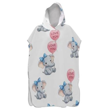 Imagem de Joisal Bonitos Elefantes Poncho de Surf Branco Trocador Roupão Adulto Praia Moletom Toalha Absorvente de Natação Poncho Masculino com Capuz