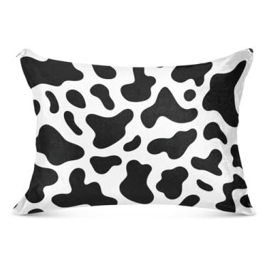 Imagem de Fronha decorativa com estampa de vaca preta e branca de poliéster King Queen, tamanho padrão, estampas divertidas, extra macias, tamanho king, 50,8 cm x 101,6 cm